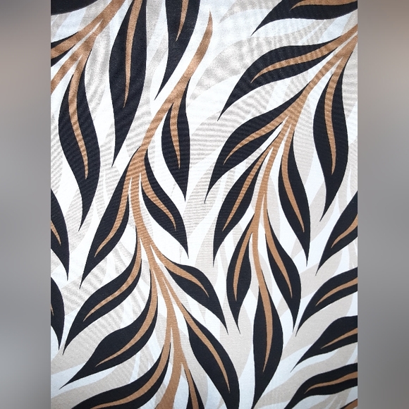 3x Bob Mackie Wearable Art Palm Printed High-Low Hem Top in Brown/ Tan - Picture 9 of 10